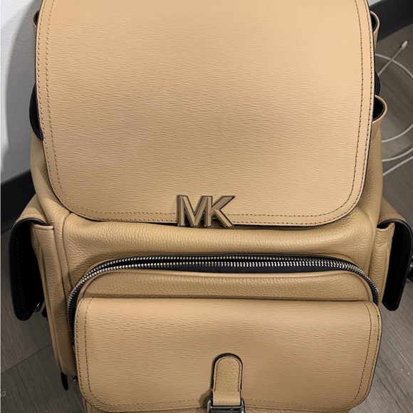 Michael Kors Handbags - Michael Kors Beige Leather Backpack